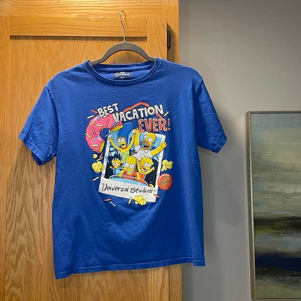 Blue The Simpsons Cotton T-Shirt with Graphic Best Vacation Ever _Youth Large
